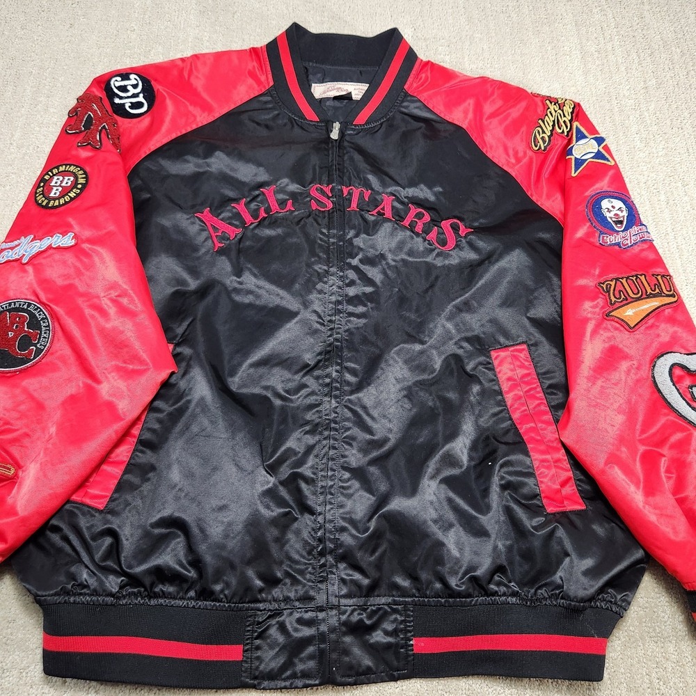 Vintage Negro League Jacket Men XXL *READ Satin Bomber Patches JC Freeman NL